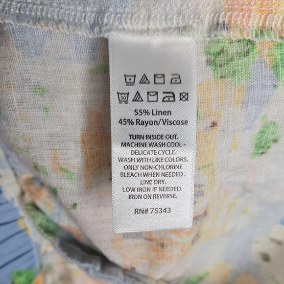 Cynthia Rowley Linen Blend Shorts Coastal Scenic Print Beach Resort Medium - Picture 6 of 8